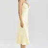 Felicity Butter Yellow Satin Bias Cut Midi Dress Felicity Butter Yellow Satin Bias Cut Midi Dress