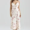 Felicity Ivory Floral Print Satin Bias Cut Midi Dress Felicity Ivory Floral Print Satin Bias Cut Midi Dress