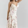 Felicity Ivory Floral Print Satin Bias Cut Midi Dress Felicity Ivory Floral Print Satin Bias Cut Midi Dress