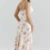 Felicity Ivory Floral Print Satin Bias Cut Midi Dress Felicity Ivory Floral Print Satin Bias Cut Midi Dress