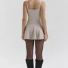 Fern Biscuit Wool Cashmere Ribbed Flounce Mini Skirt