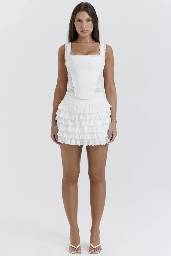 Fifi White Layered Mini Skirt Fifi White Layered Mini Skirt