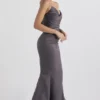 Fleur Shadow Satin Strapless Gown