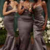 Fleur Shadow Satin Strapless Gown