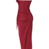 Flora Wine Satin Pleated Corset Midi Dress Flora Wine Satin Pleated Corset Midi Dress