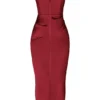 Flora Wine Satin Pleated Corset Midi Dress Flora Wine Satin Pleated Corset Midi Dress