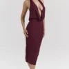 Florentina Merlot Draped Midi Dress Florentina Merlot Draped Midi Dress