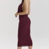 Florentina Merlot Draped Midi Dress Florentina Merlot Draped Midi Dress