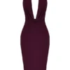 Florentina Merlot Draped Midi Dress Florentina Merlot Draped Midi Dress