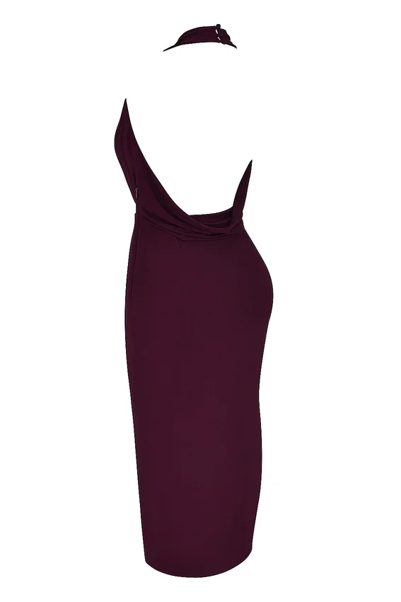 Florentina Merlot Draped Midi Dress Florentina Merlot Draped Midi Dress
