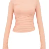 Floria Sorbet Gathered Long Sleeve Top With Bra