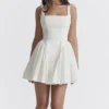 Florianne Ivory Cotton Bow Mini Dress