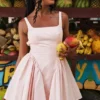 Florianne Soft Peach Bow Mini Dress Florianne Soft Peach Bow Mini Dress