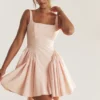 Florianne Soft Peach Bow Mini Dress Florianne Soft Peach Bow Mini Dress