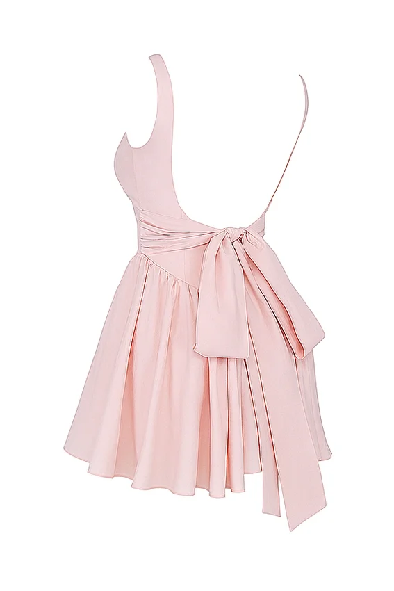 Florianne Soft Peach Bow Mini Dress Florianne Soft Peach Bow Mini Dress