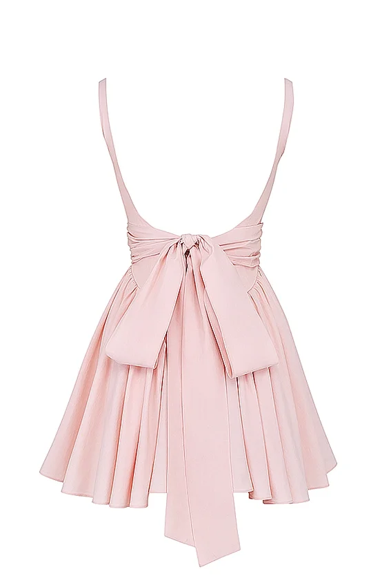 Florianne Soft Peach Bow Mini Dress Florianne Soft Peach Bow Mini Dress