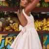 Florianne Soft Peach Bow Mini Dress Florianne Soft Peach Bow Mini Dress