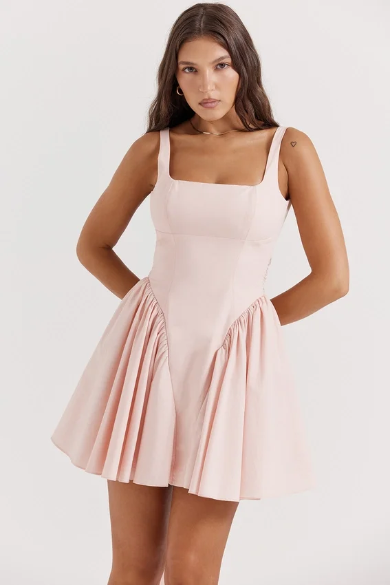 Florianne Soft Peach Bow Mini Dress Florianne Soft Peach Bow Mini Dress