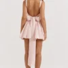 Florianne Soft Peach Bow Mini Dress Florianne Soft Peach Bow Mini Dress