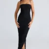 Fornarina Black Gathered Stretch Mesh Maxi Dress Fornarina Black Gathered Stretch Mesh Maxi Dress