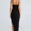 Fornarina Black Gathered Stretch Mesh Maxi Dress Fornarina Black Gathered Stretch Mesh Maxi Dress