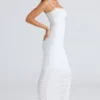 Fornarina White Gathered Stretch Mesh Maxi Dress