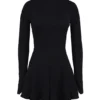Francesca Black Stretch Crepe Godet Mini Dress