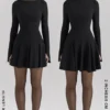 Francesca Black Stretch Crepe Godet Mini Dress