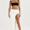 Francesca Ivory Thigh Split Midi Skirt Francesca Ivory Thigh Split Midi Skirt