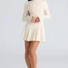 Francesca Vintage Cream Stretch Crepe Godet Mini Dress Francesca Vintage Cream Stretch Crepe Godet Mini Dress