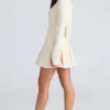 Francesca Vintage Cream Stretch Crepe Godet Mini Dress Francesca Vintage Cream Stretch Crepe Godet Mini Dress