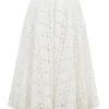 Francine White Broderie Anglais Midi Skirt