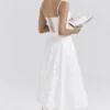 Francine White Broderie Anglais Midi Skirt