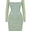 Freyja Green Gathered Corset Dress Freyja Green Gathered Corset Dress