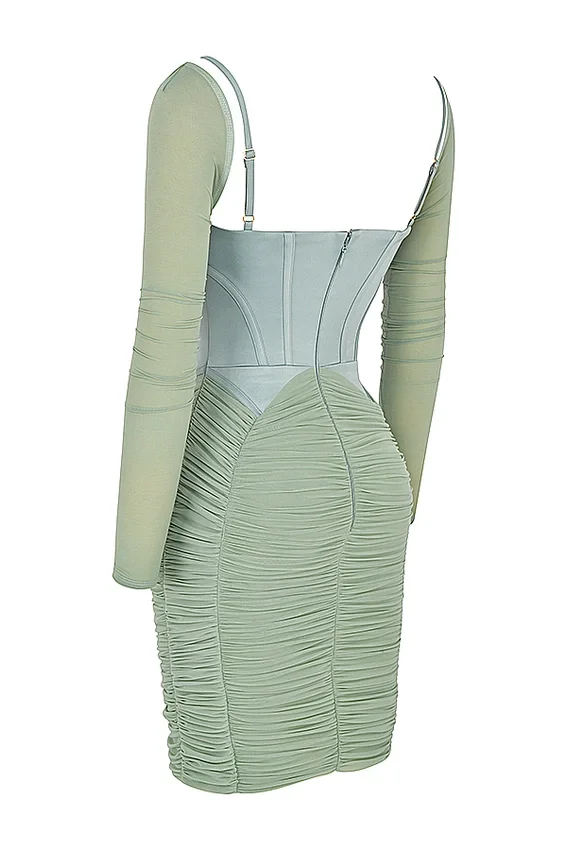 Freyja Green Gathered Corset Dress Freyja Green Gathered Corset Dress