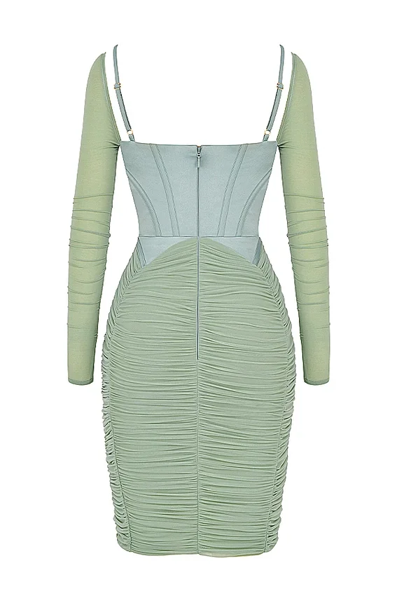 Freyja Green Gathered Corset Dress Freyja Green Gathered Corset Dress