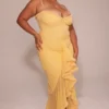 Gabbi Apricot Ruffled Front Gown