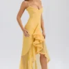 Gabbi Apricot Ruffled Front Gown