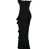 Gabbi Black Mesh Ruffled Front Gown