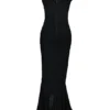 Gabbi Black Mesh Ruffled Front Gown