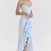 Gabbi Ice Blue Mesh Ruffled Front Gown