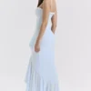 Gabbi Ice Blue Mesh Ruffled Front Gown