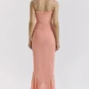 Gabbi Peach Mesh Ruffled Front Gown