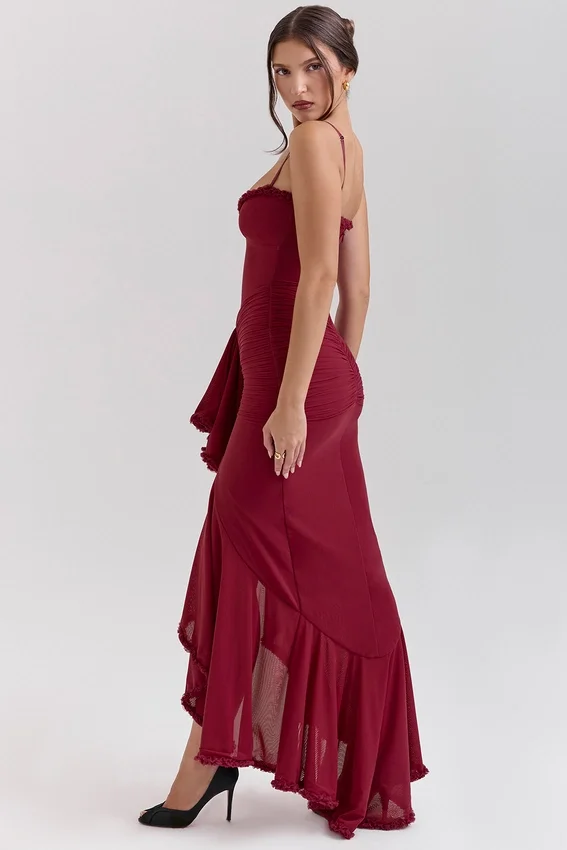 Gabbi Wine Ruffled Front Gown Gabbi Wine Ruffled Front Gown