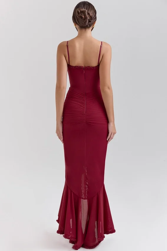 Gabbi Wine Ruffled Front Gown Gabbi Wine Ruffled Front Gown