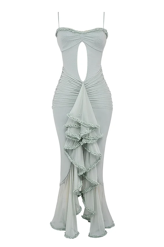 Gabriella Pistachio Ruffled Front Gown Gabriella Pistachio Ruffled Front Gown