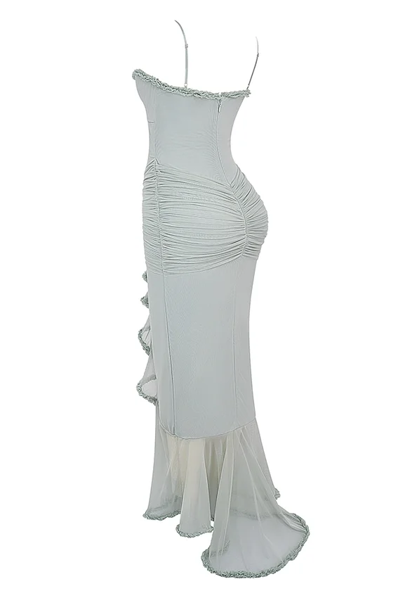 Gabriella Pistachio Ruffled Front Gown Gabriella Pistachio Ruffled Front Gown