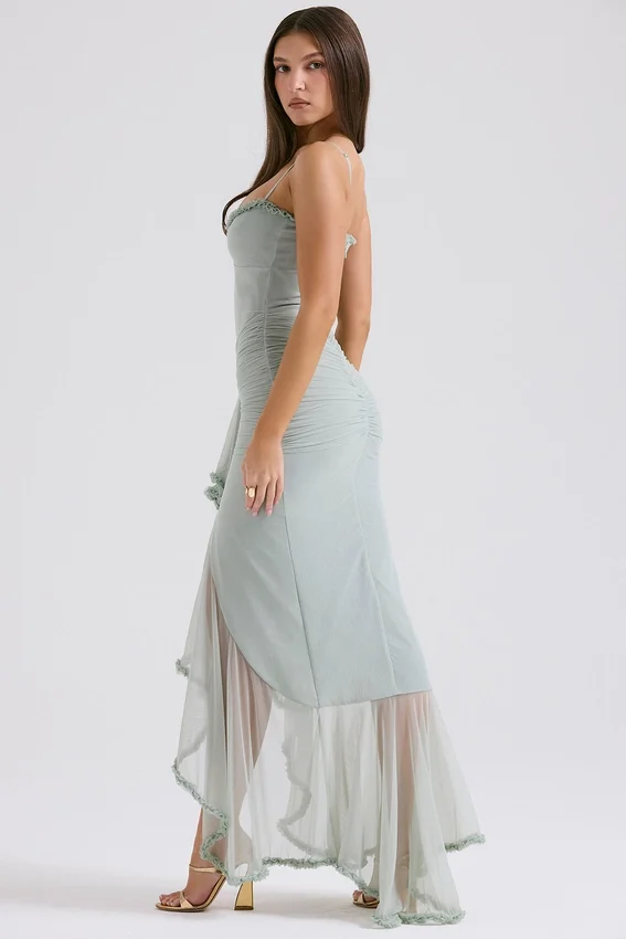 Gabriella Pistachio Ruffled Front Gown Gabriella Pistachio Ruffled Front Gown