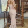 Gabriella Soft Peach Ruffled Front Gown Gabriella Soft Peach Ruffled Front Gown