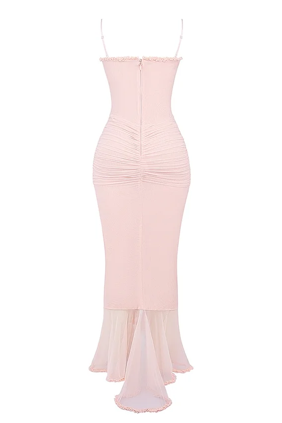 Gabriella Soft Peach Ruffled Front Gown Gabriella Soft Peach Ruffled Front Gown